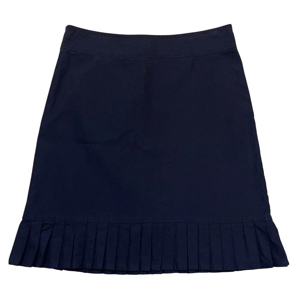 Nautica Navy Blue Pleated Hem Euro Summer Preppy Tennis Golf Mini Skirt Size 10